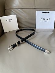 Celine Small Western Belt In Taurillon Leather Black And Silver 1.8cm - 5