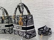 Dior Medium Lady D-lite Bag Black and White Plan de Paris Embroidery Size 24 x 20 x 11 cm - 3