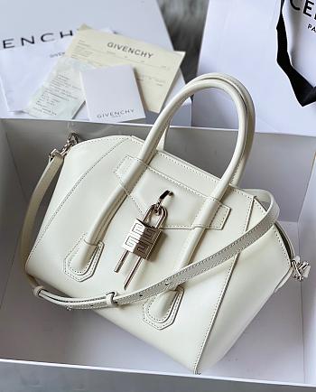 Givenchy Mini Antigona Lock Bag In Box Leather Ivory Size 29x18x13 cm