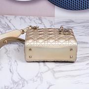 Small Dior Or My Abcdior Lady Dior Bag Gold-Tone Iridescent and Metallic Cannage Lambskin Size 20 x 17 x 8 cm - 5