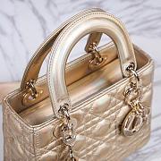 Small Dior Or My Abcdior Lady Dior Bag Gold-Tone Iridescent and Metallic Cannage Lambskin Size 20 x 17 x 8 cm - 4