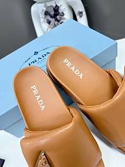 Prada Soft Padded Nappa Leather Slides Brown - 5