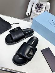 Prada Soft Padded Nappa Leather Slides Black - 2