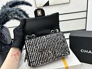 Chanel Small Flap Bag Sequins & Ruthenium-Finish Metal Black AS3820 Size 20cm - 5
