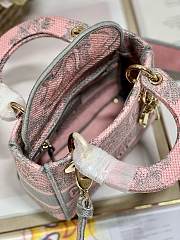 Mini Lady D-Lite Bag Pink and Gray Toile de Jouy Sauvage Size 17 x 15 x 7 cm - 5