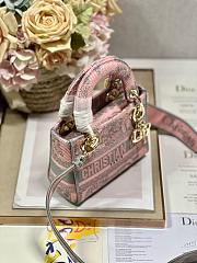 Mini Lady D-Lite Bag Pink and Gray Toile de Jouy Sauvage Size 17 x 15 x 7 cm - 3