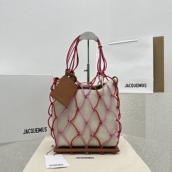 Jacquemus Le Petit Filet Pralu Le Raphia Fishnet Bag Pink Size 36 x 25 cm