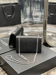 YSL Small Kate In Grain De Poudre Embossed Leather Black Silver Chain Size 20x13.5x5.5cm - 3