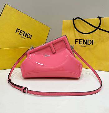 Fendi First Midi Pink Patent Leather Bag Size 20x14x30 cm