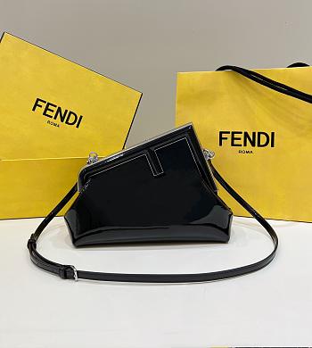 Fendi First Midi Black Patent Leather Bag Size 20x14x30 cm