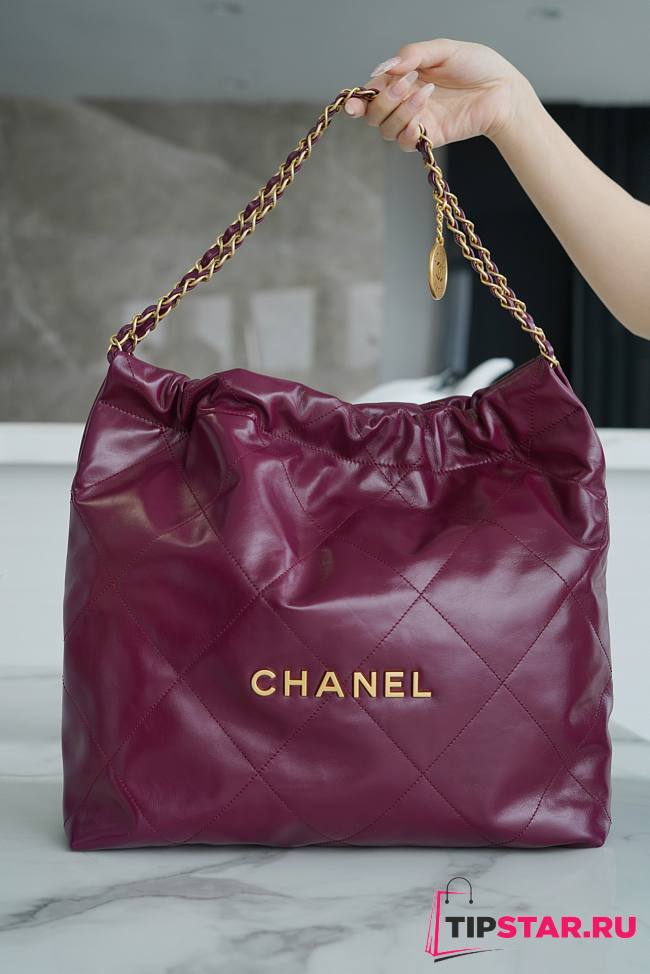 Chanel 22 Handbag Burgundy Pink Size 39 × 42 × 8 cm - 1