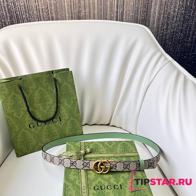 Gucci GG Marmont Reversible Thin Belt | Green 2cm - 1