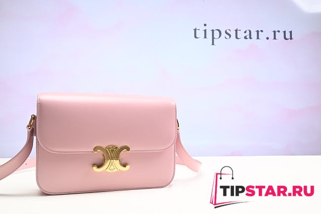Celine Classique Triomphe Bag In Shiny Calfskin Pink Size 22 X 15.5 X 6 CM - 1
