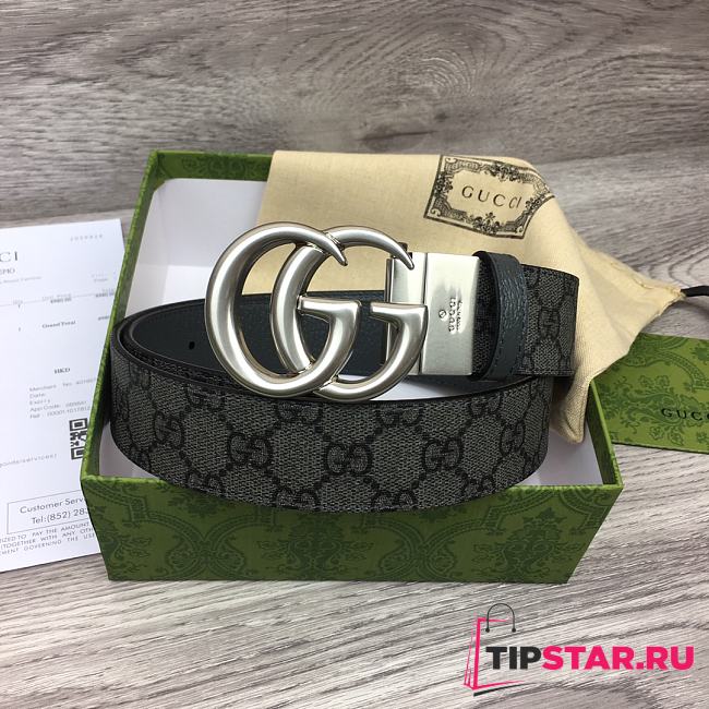 Gucci GG Marmont Reversible Belt ‎627055 Grey & Black 3.8cm - 1