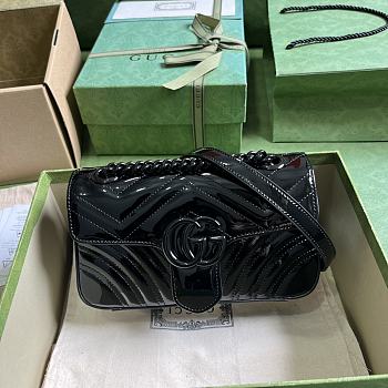 Gucci GG Marmont Patenr Mini Shoulder Bag 446744 Black Size 22x13x6 cm