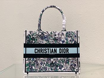 Medium Dior Book Tote White Multicolor Flowers Constellation Embroidery Size 36 x 27.5 x 16.5 cm
