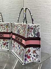 Large Dior Book Tote White Multicolor Florilegio Embroidery Size 42*18*35cm - 4
