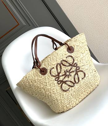 Loewe Anagram Basket Bag In Iraca Palm And Calfskin Size 46cm