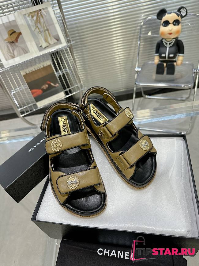 Chanel Sandals Green & Black G40182 - 1