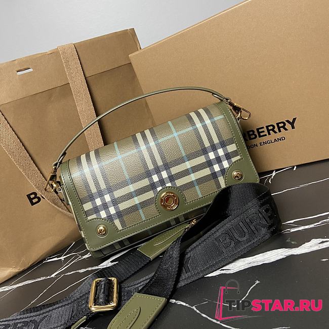 Burberry Top Handle Note Bag Olive Green Size 24 x 8 x 14cm - 1