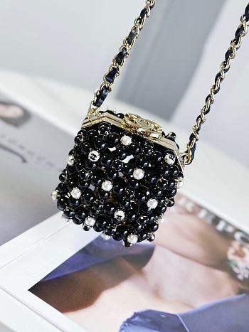 Chanel Mini Evening Bag Black & White AS3769 Size 8 × 7 × 7 cm