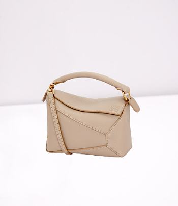 Loewe Mini Puzzle Bag In Soft Grained Calfskin Sand Size 18X12.5X8 cm