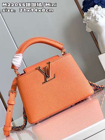 Louis Vuitton M22606 Capucines Mini Orange Size 21 x 14 x 8 cm