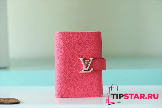 M82461 LV Vertical Compact Wallet Pink Size 9 x 12 x 1 cm - 1