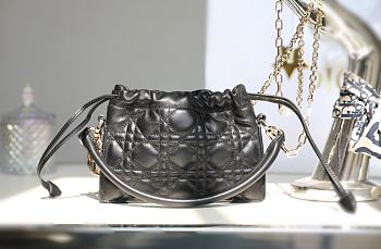 Lady Dior Milly Mini Bag Black Cannage Lambskin Size 19 x 13 x 5cm