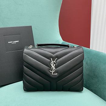 YSL Small Loulou In Quilted Leather 494699 Black & Silver Size 23x9x18 cm