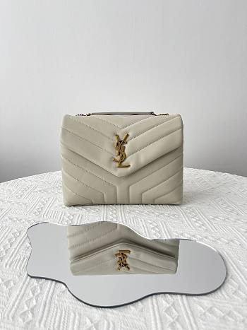 YSL Small Loulou In Quilted Leather 494699 Blanc Vintage Size 23x9x18 cm