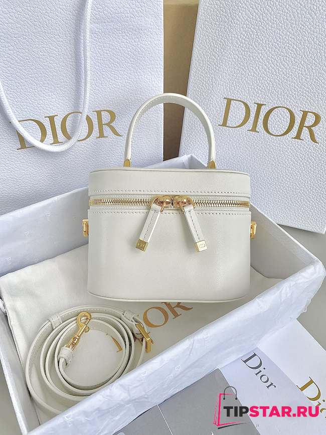 Dior Small CD Signature Vanity Case Latte Calfskin with Embossed CD Signature Size 16 x 11 x 9.5 cm - 1