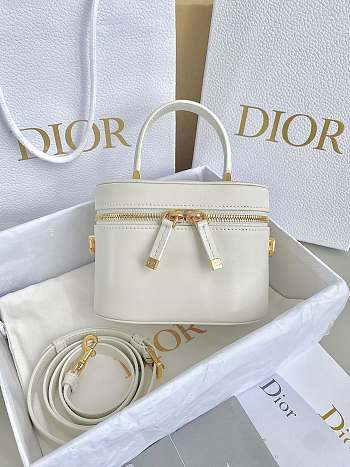 Dior Small CD Signature Vanity Case Latte Calfskin with Embossed CD Signature Size 16 x 11 x 9.5 cm