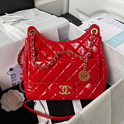 Chanel Hobo Handbag Shiny Crumpled Calfskin Red AS4322 Size 21.5 × 22.5 × 7 cm - 1