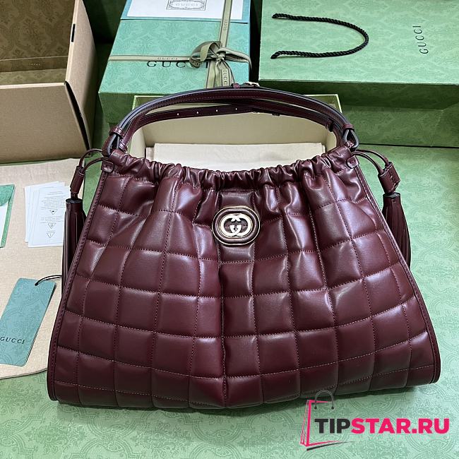 Gucci Deco Medium Tote Bag Dark Red 746210 Size 43x28x8 cm - 1