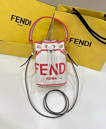 Fendi Mon Tresor Beige Canvas Minibag With Fendi Roma Embroidery Size 12×18×10cm