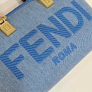 Fendi By The Way Mini Light Blue Denim Small Boston Bag Size 12x9x20.5 cm - 3