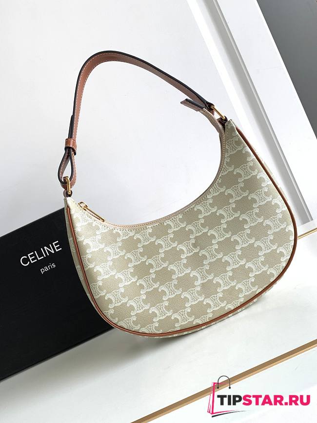 Celine Ava Bag In Triomphe Canvas And Calfskin Grege Size 24.5 X 17 X 9 CM - 1