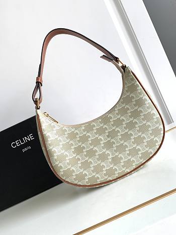 Celine Ava Bag In Triomphe Canvas And Calfskin Grege Size 24.5 X 17 X 9 CM
