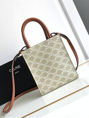Celine Mini Vertical Cabas In Triomphe Canvas And Calfskin Size 17 X 20.5 X 6 CM
