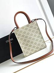 Celine Mini Vertical Cabas In Triomphe Canvas And Calfskin Size 17 X 20.5 X 6 CM - 5