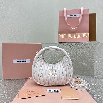 Miumiu Wander Matelassé Nappa Leather Hobo Mini-bag White Size 14x17.5x5.5 cm
