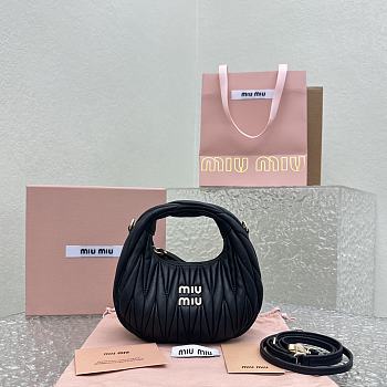 Miumiu Wander Matelassé Nappa Leather Hobo Mini-bag Black Size 14x17.5x5.5 cm