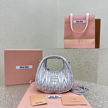 Miumiu Wander Matelassé Nappa Leather Hobo Mini-bag Silver Size 14x17.5x5.5 cm
