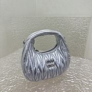 Miumiu Wander Matelassé Nappa Leather Hobo Mini-bag Silver Size 14x17.5x5.5 cm - 5