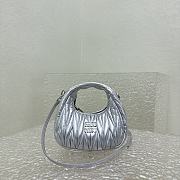 Miumiu Wander Matelassé Nappa Leather Hobo Mini-bag Silver Size 14x17.5x5.5 cm - 3