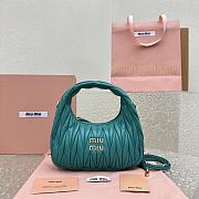 Miumiu Wander Matelassé Nappa Leather Mini Hobo Bag Peacock Blue Size 20x17x6 cm - 1