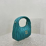 Miumiu Wander Matelassé Nappa Leather Mini Hobo Bag Peacock Blue Size 20x17x6 cm - 5