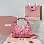 Miumiu Wander Matelassé Nappa Leather Mini Hobo Bag Pink Size 20x17x6 cm - 1