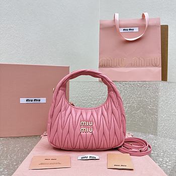 Miumiu Wander Matelassé Nappa Leather Mini Hobo Bag Pink Size 20x17x6 cm